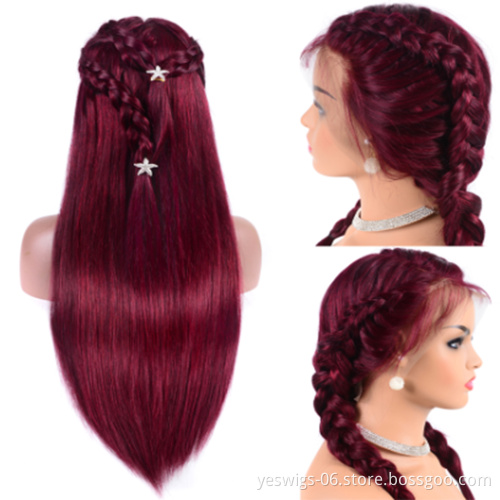 99J Red Deep Wave Lace Front Wigs Human Hair With Baby Hair Straight Colored Lace Frontal Wig Raw Brazilian Cuticle Aligend Wigs